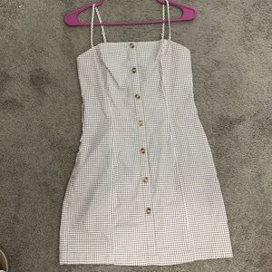 Emory park checkered beige and white dress (small)